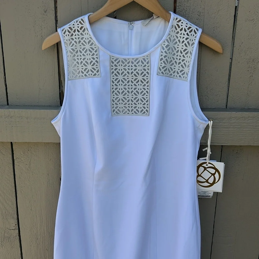 NWT Etcetera White Sleeveless Dress Wedding Bridal Shower Sheath Dress Size 4 - Picture 2 of 10